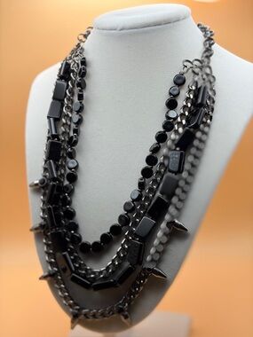 Black Multi-Layer Statement Necklace - Women Jewelry